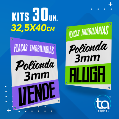 Kit Placas Imobiliárias 32,5X40 30Un