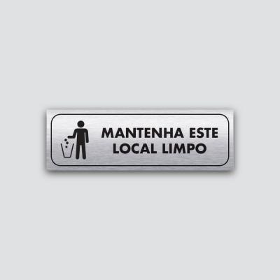 Placa Mantenha Limpo 200X65Mm